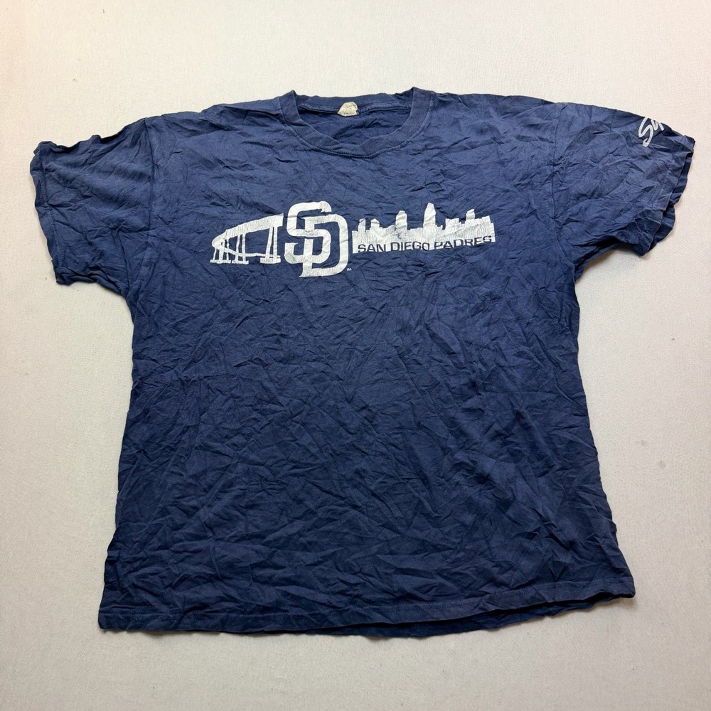 Jerzees San Diego Padres T-Shirt Mens Extra Large Navy Good Vintage Skyline